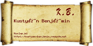 Kustyán Benjámin névjegykártya